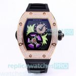 Replica Richard Mille RM 19 Tourbillon Fleur Rose Gold Bezel Watch